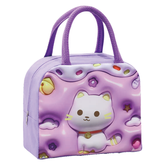 3D Cartoon Pop Lunch Bag – Insulated Thermal Tote (Rabbit, Cat, Elephant)