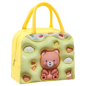 3D Cartoon Pop Lunch Bag – Insulated Thermal Tote (Rabbit, Cat, Elephant)