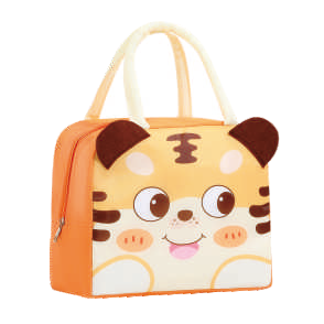 Cartoon Face Insulated Lunch Bag – Kids Thermal Tote (Elephant, Tiger, Dino)