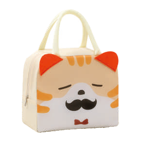 Cartoon Face Insulated Lunch Bag – Kids Thermal Tote (Elephant, Tiger, Dino)