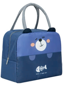 Cute Dog & Bunny Ear Insulated Lunch Bag – Kids Thermal Tote (Pink & Yellow)