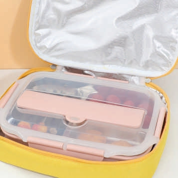 Bear Print Rectangular Insulated Lunch Bag – Kids & Adults Thermal Tote (Green, Pink)