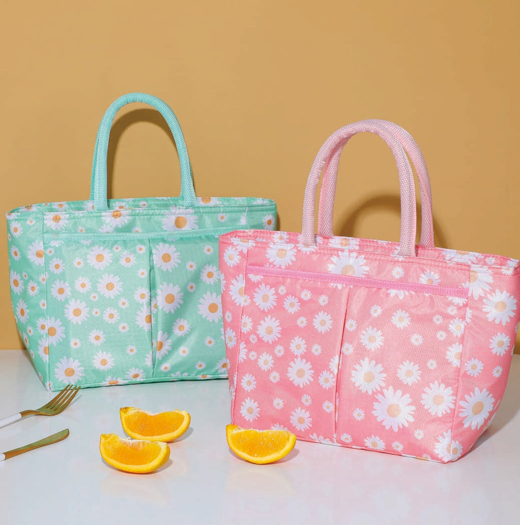Oxford Cooler Bag – Insulated Daisy Print Tote for Lunch, Picnic & Travel