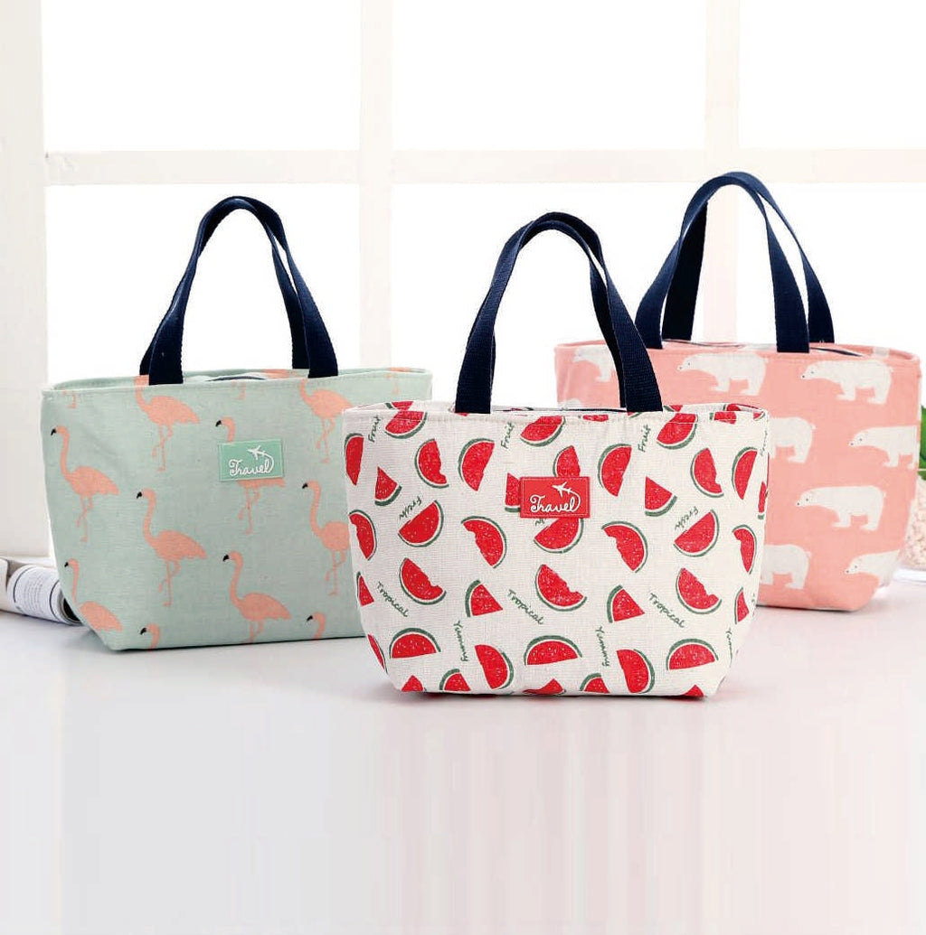 Cotton Fabric Lunch Bag – Insulated Tote for Kids & Adults
