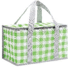 Large Insulated Picnic Bag – Oxford Thermal Tote (Plaid & Leaf Prints)