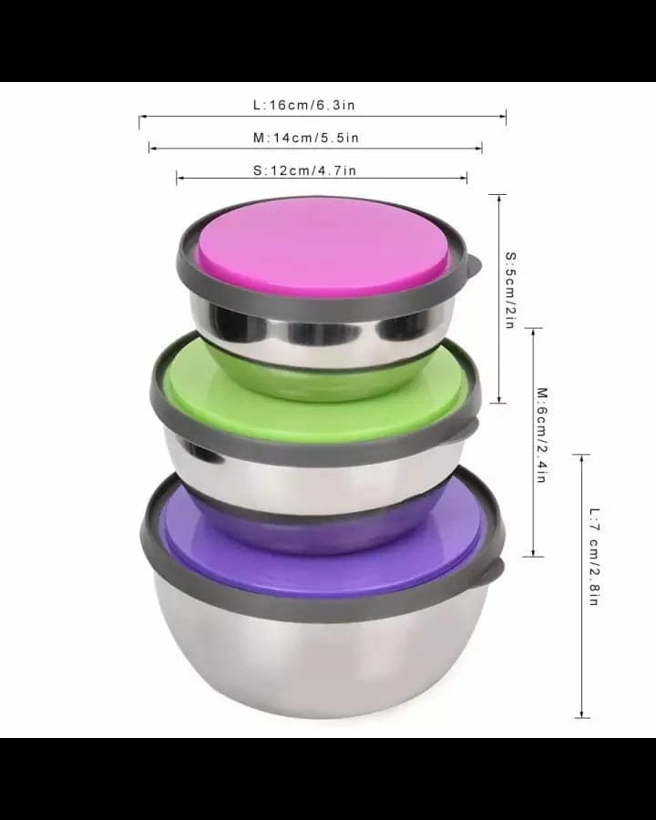 3Pcs Steel Bowl Set