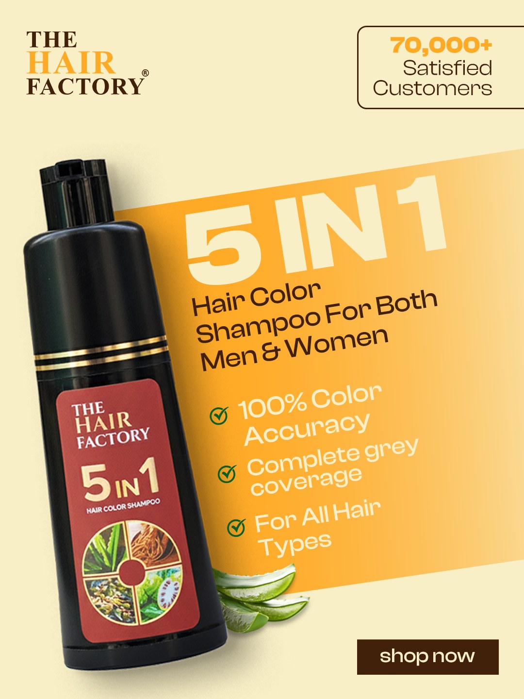 5 IN 1 HAIR COLOR SHAMPOO WITH KERATIN, OLIVE OIL & VITAMIN E