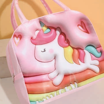 3D Cartoon Kids Lunch Bag – Insulated Oxford Tote with Cute Prints